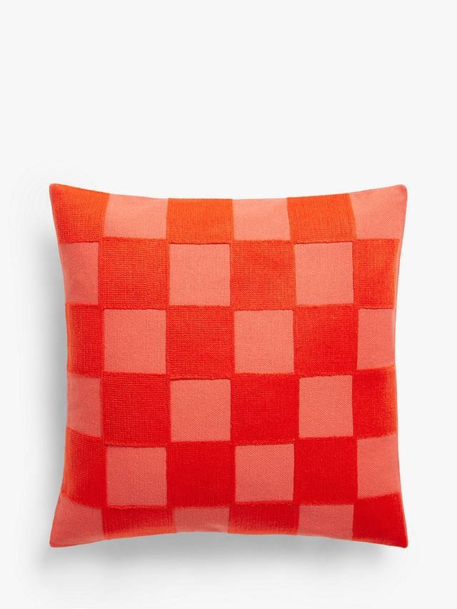 John Lewis Checkerboard Cushion, Lava