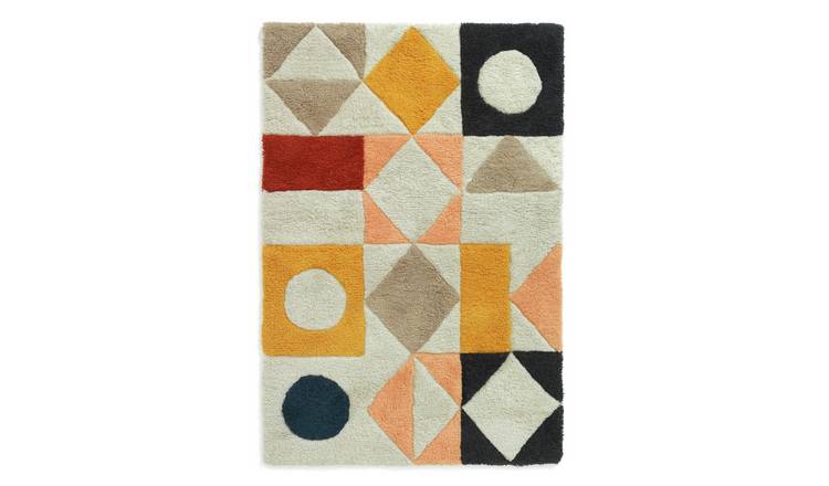 Habitat Geometric Flatweave Wool Rug - Multi - 120x180cm