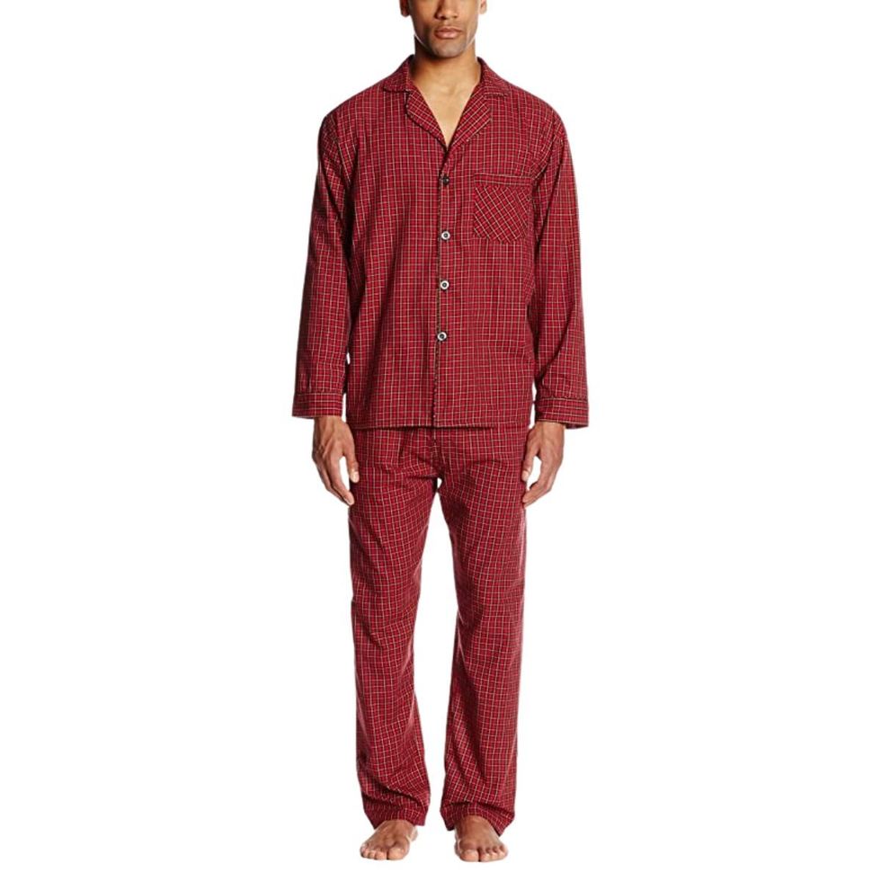 Red Christmas Pants, Chequered, Slim Fit, Long Leg, Sleepwear for Men