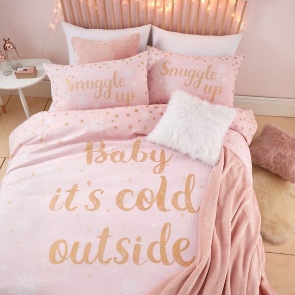 Baby It's Cold Outside Pink Duvet Cover and Pillowcase Set, from £20