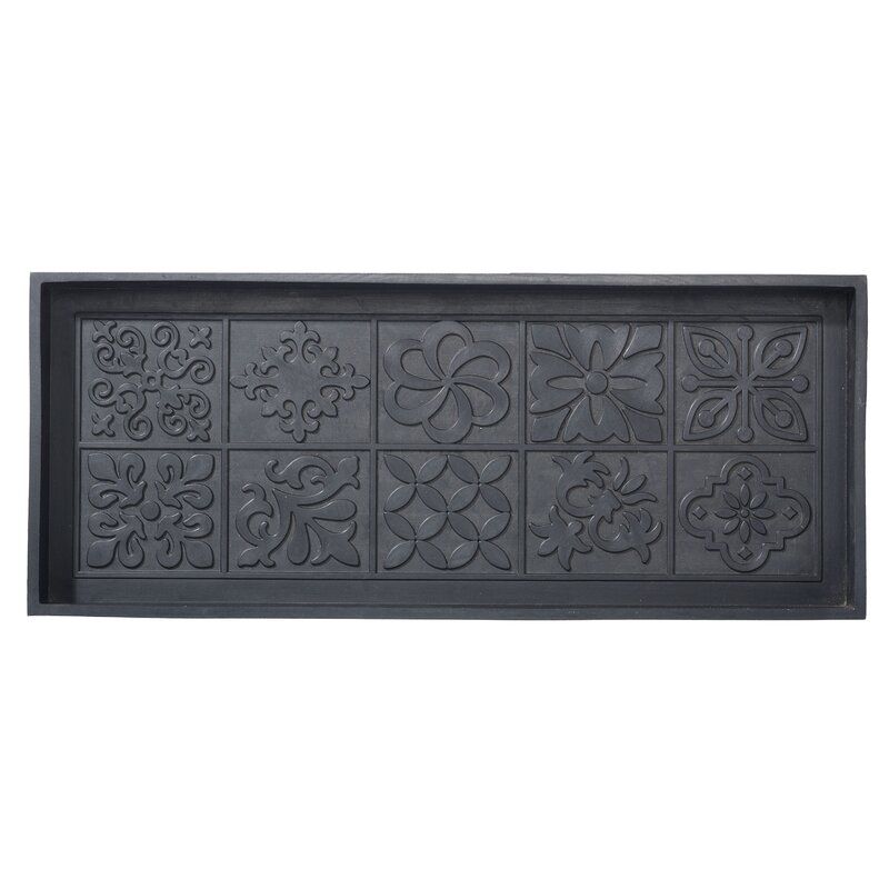 Black Disinfecting shoe mat with rubber tray and heavy grass mat Shape  Rectangle Size 9456cm