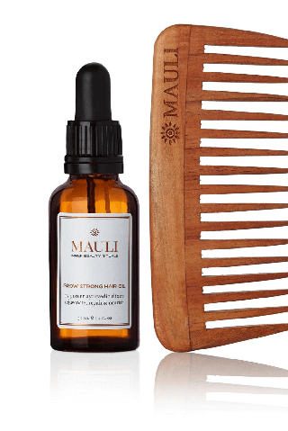 Mauli Grow Strong Hair Oil and Detangling Neem Comb