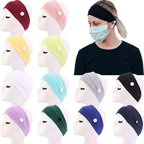 12 Pack Boho Wide Headbands with Button