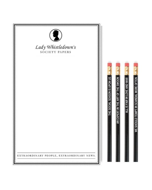 Bridgerton Lady Whistledown Notepad and Pencil Set