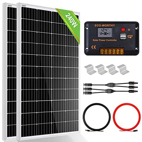 2pcs 120W panel solar monocristalino+ 1pc 30A PWM Controlador + cable de extensión solar+z soportes