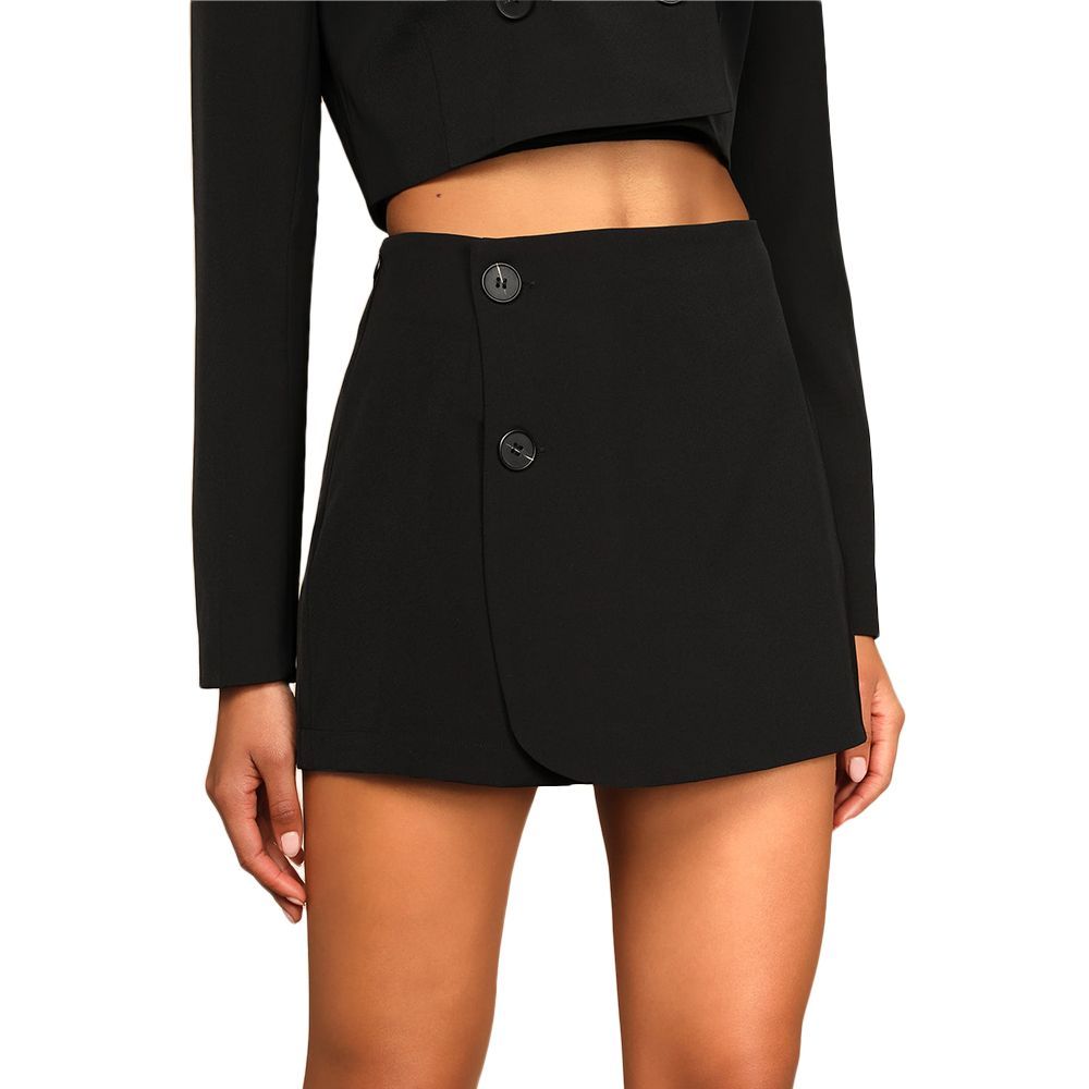 Suit ’Em Up Black Black High Waisted Skort