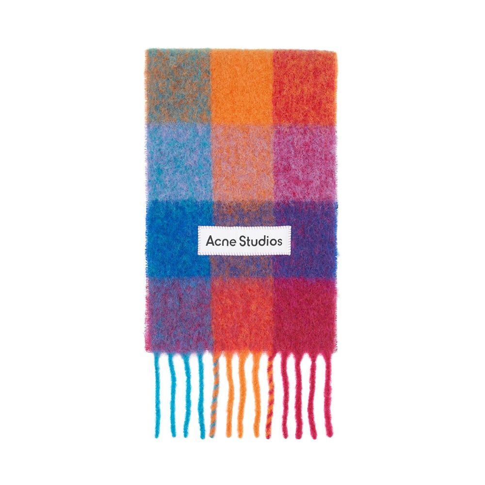 Multicolored mohair checkered scarf