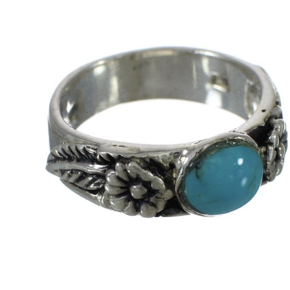 Flower Turquoise And Silver Southwest Ring