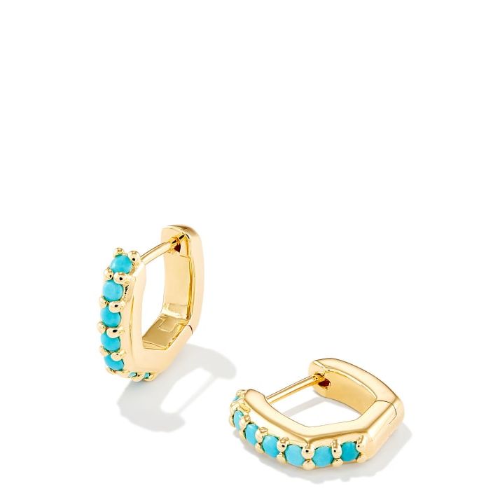 Gold Vermeil Huggie Earrings in Turquoise