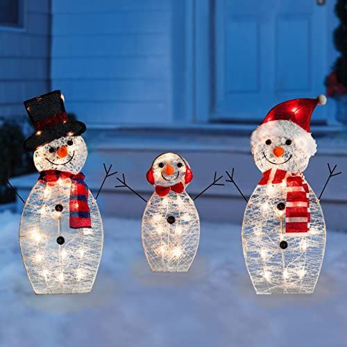 Set of 3 snowman outdoor Christmas decorations