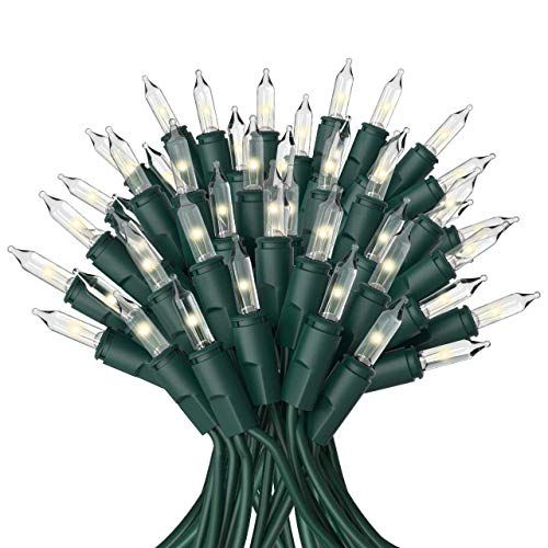 Prextex Pack of 100 Clear Green Wire Christmas Lights 
