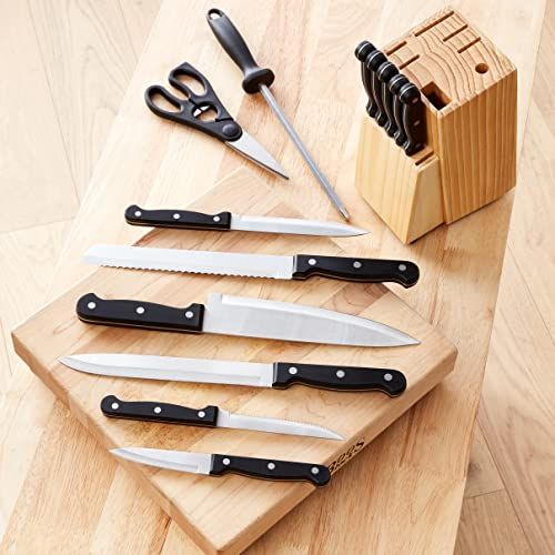 Amazon Basics 14-Piece Kitchen Knife Block Set