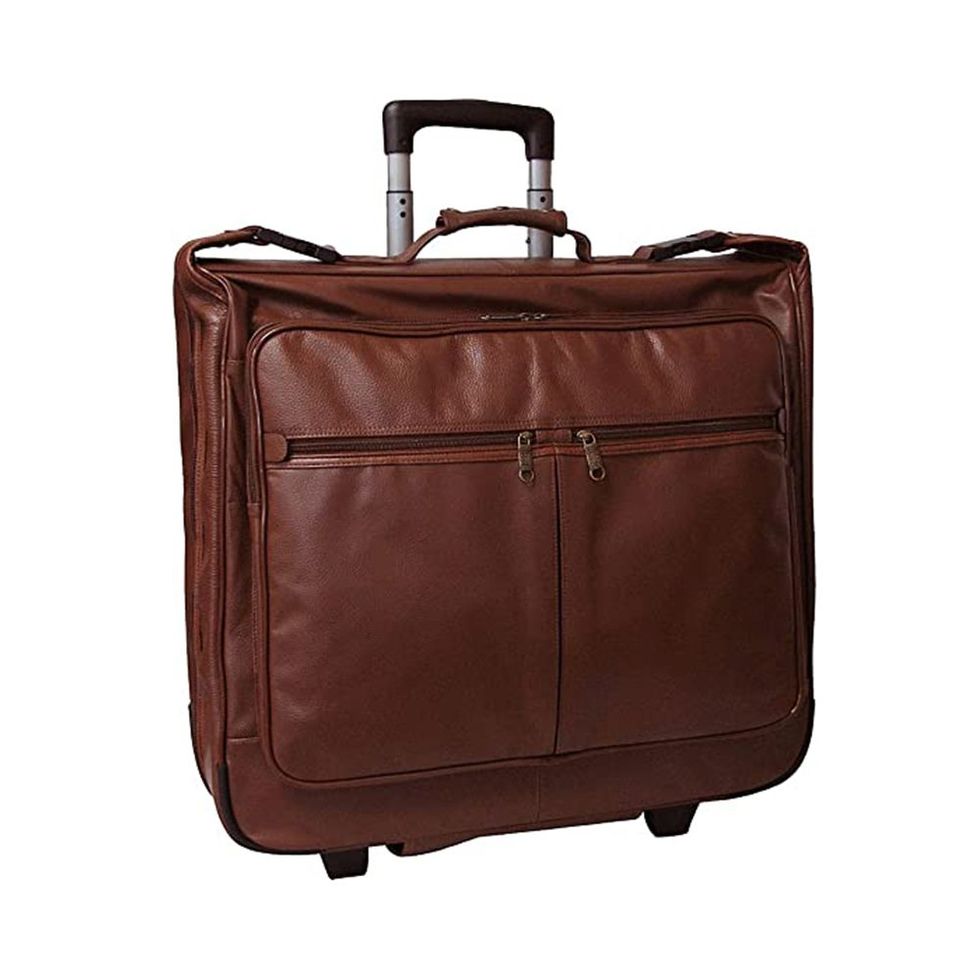 2 in 1 Canvas Leather Suit Luggage Garment Bag with