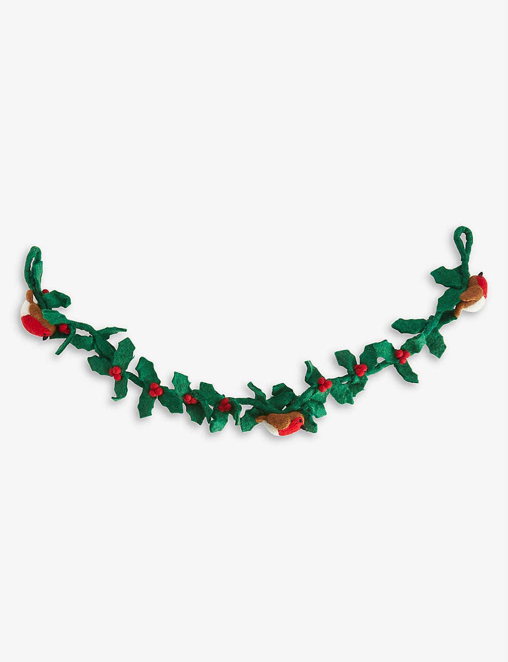 Holly Garland With Robins felt Christmas Decoration