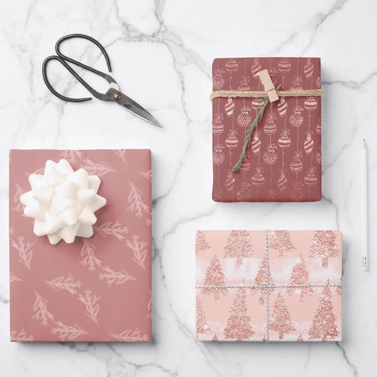 Pink, Boho Christmas Gift Wrapping