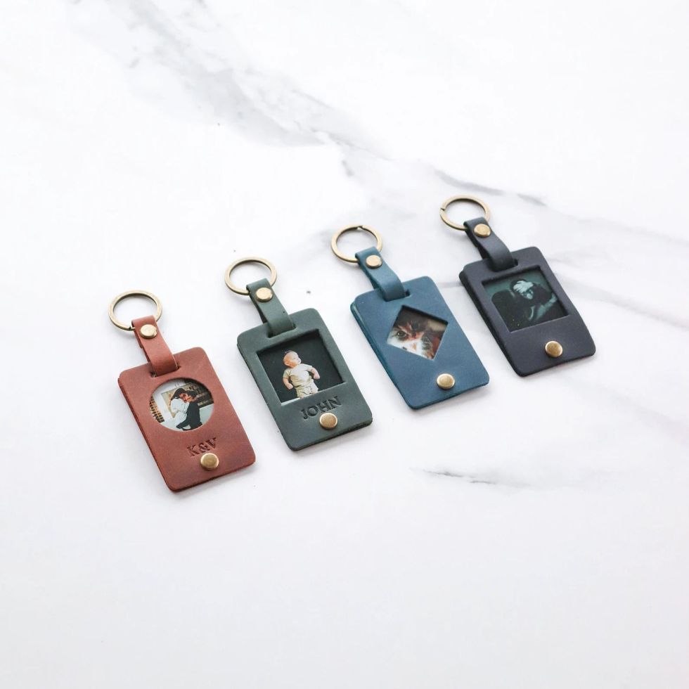 Personalized Photo Keyring in Leather Case