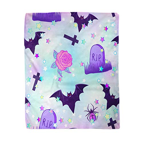 Pastel Goth Pink With Flying Bats Decorative Bath Mat Spooky 