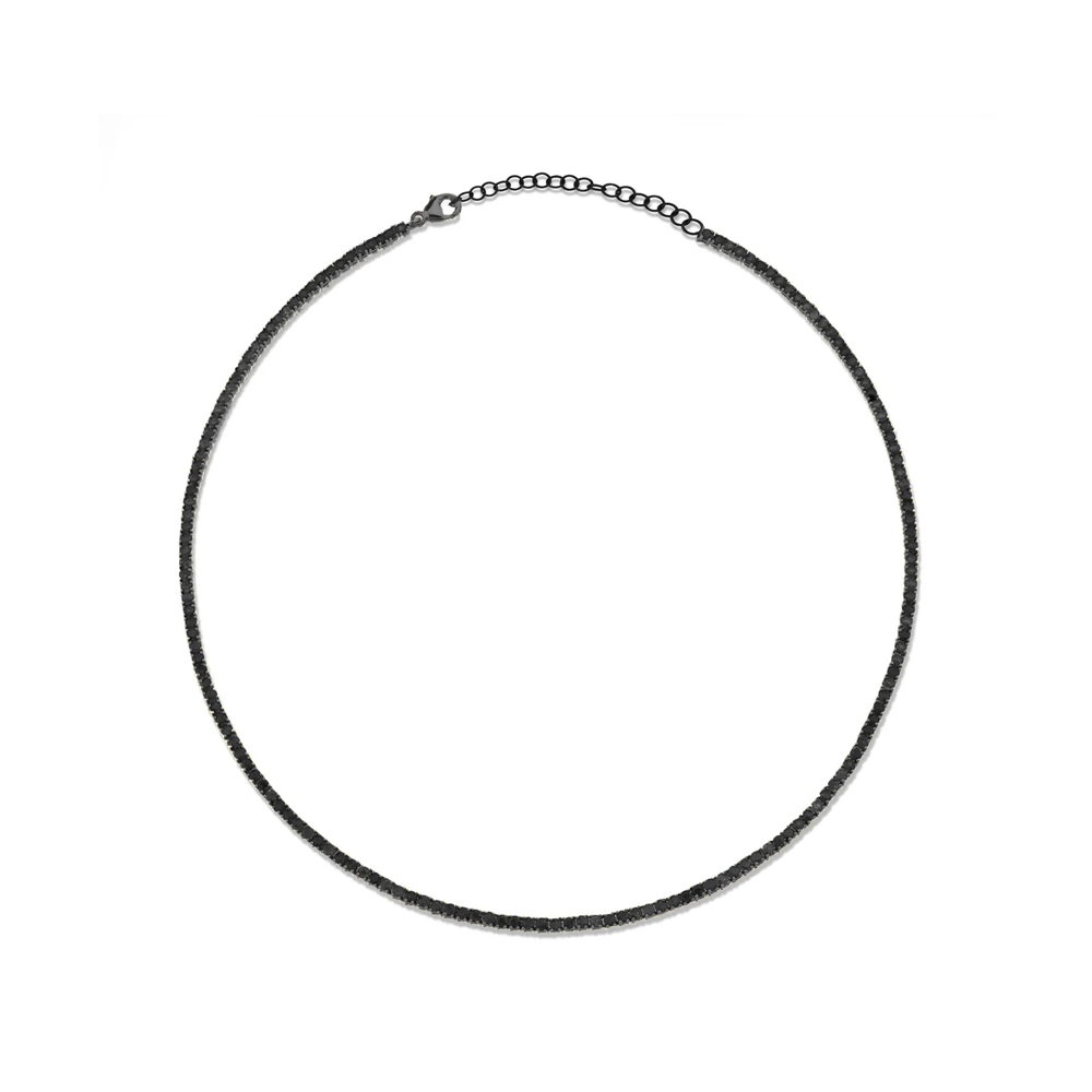 Collier de tennis avec collier en diamant noir parfait 14 carats