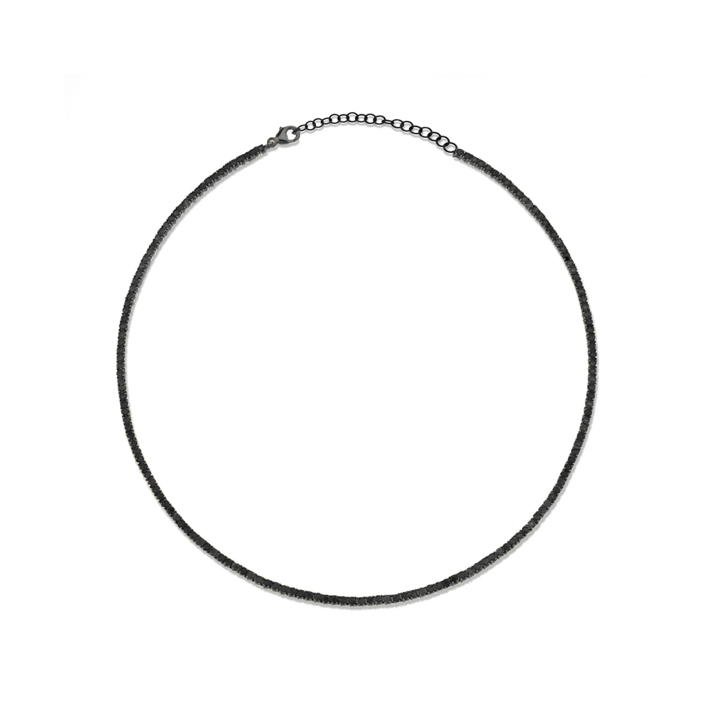 14k Perfect Black Diamond Tennis Collar Necklace