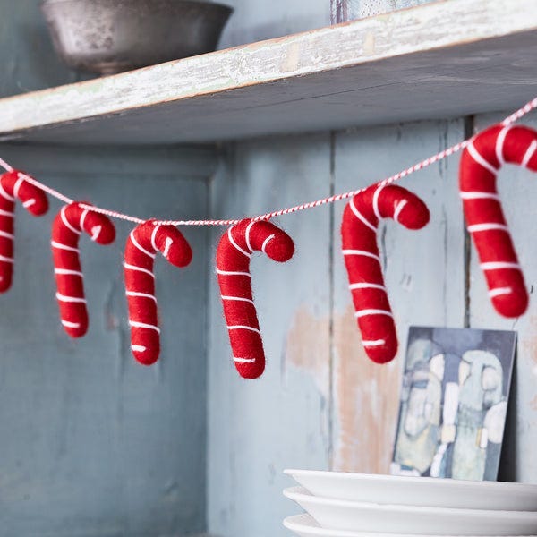 Candy Cane Felt Christmas Garland