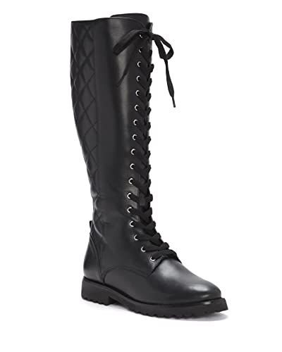 Vince Camuto Vicintia Black Lace Up Quilted Riding Boots