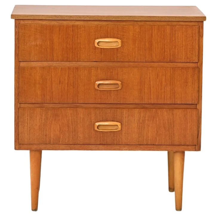 Bedside Table/Small Teak Dresser with Drawers