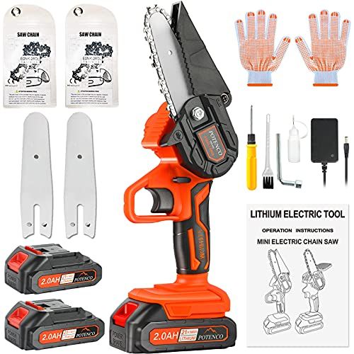 Peektook Mini 6-Inch Electric Cordless Chain saw with 2 Large Capacity  Battery & 2 Chains, Light Weight Battery with Safety Lock and Strong Motor  for