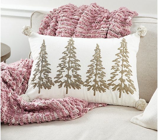 Christmas Tree Pillow Tutorial - Arrange the pom poms on the pillow front  to your liking - WeAllSew