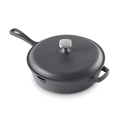 Geoffrey Zakarian 13 Non-Stick Cast Iron All Purpose Frying Pan, Titanium-Infused Ceramic Coating with Double Helper Handles - Blue