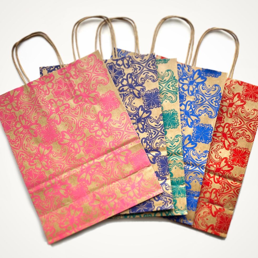 Hand Printed Recycled Paper Gift Bags