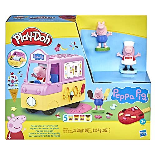 Play-Doh Peppa's Ice Cream Playset with Ice Cream Truck, Peppa and George Figures, and 5 Cans