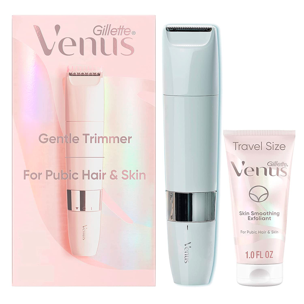Gillette Venus Gentle Trimmer for Pubic Hair & Skin and Smoothing Exfoliant Set