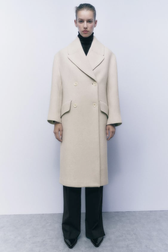 Oversized coat with wool