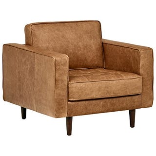 Rivet Aiden Mid-Century Modern Tufted Leather Accent Chair Rivet Aiden Mid-Century Modern Tufted Leather Accent Chair