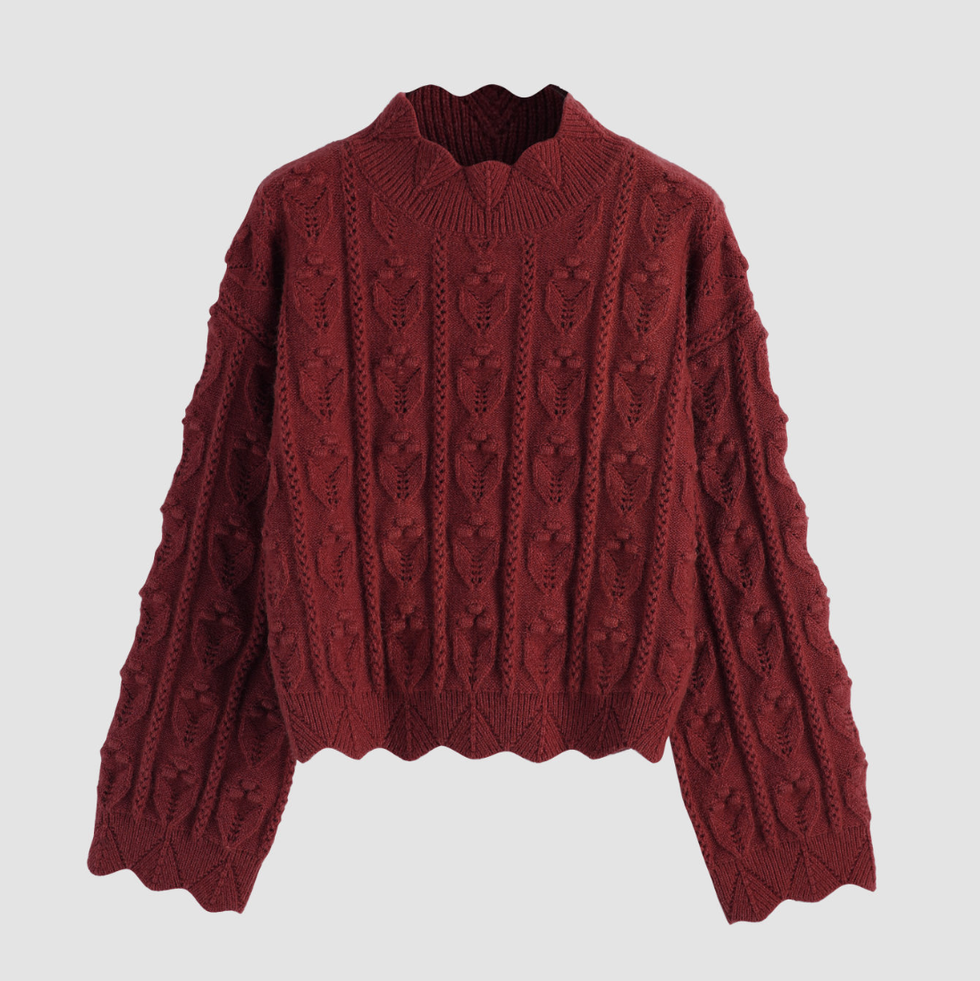 Textured High Neck Sweater