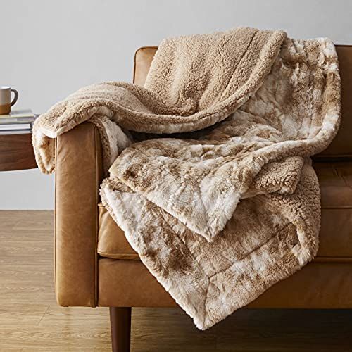 Fuzzy Faux Fur Sherpa Throw Blanket, 60"x70" 