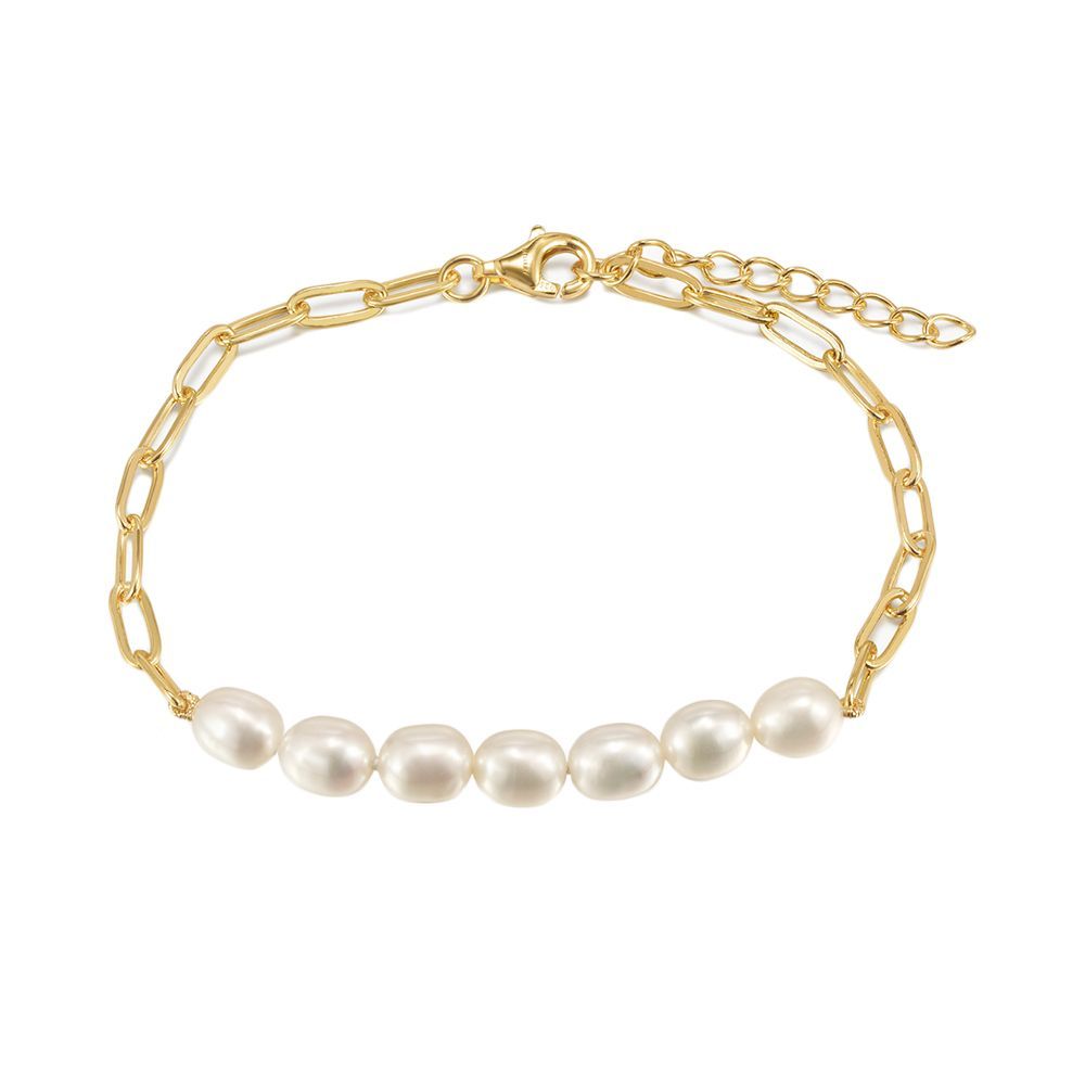 Pearl Bracelet On Paper Clip Chain