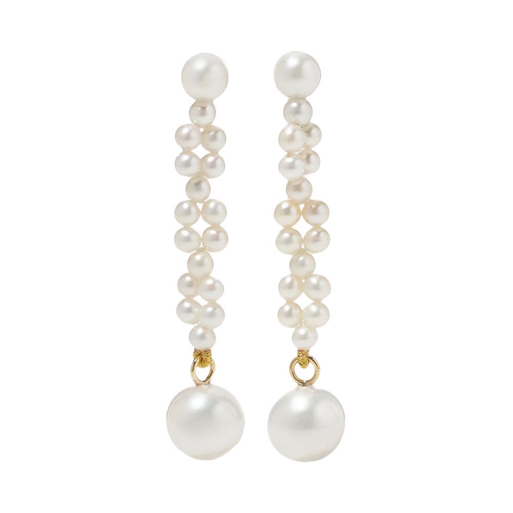 Tressé 14-Karat Gold Pearl Earrings
