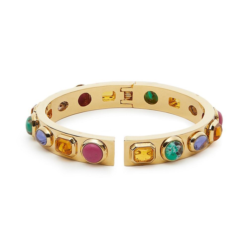 Bezel Jewel 14K-Gold-Plated, Stone & Resin Cuff