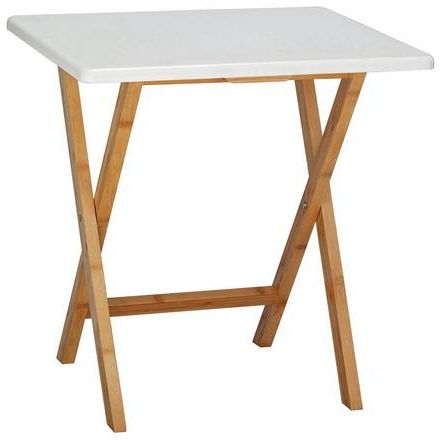 Drew Folding Bamboo 2 Seater Table - White