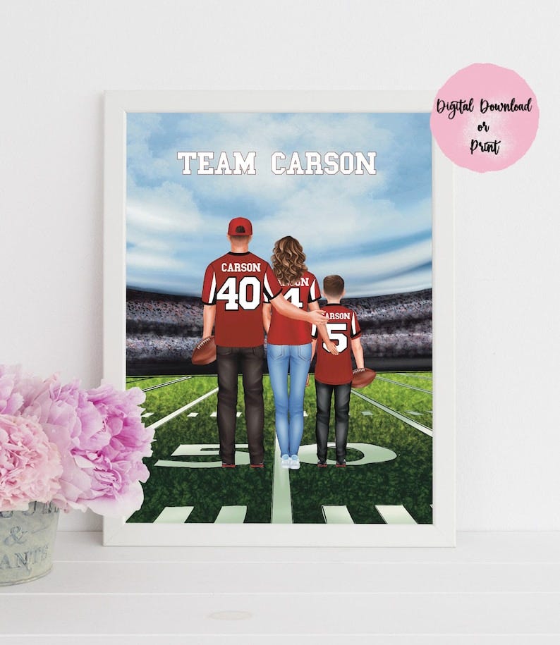 Personalized Football Family Print 