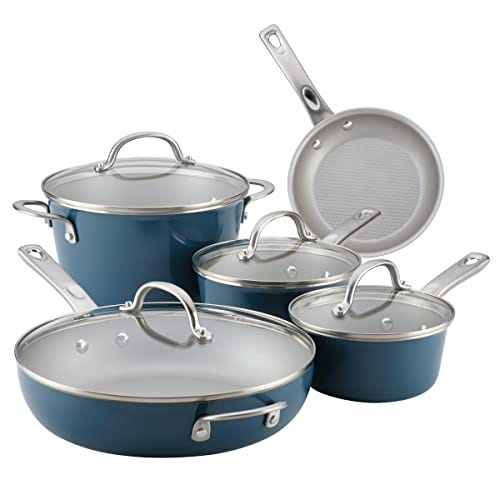 Ayesha Curry Home Collection Nonstick Cookware Pots and Pans Set, 9 Piece