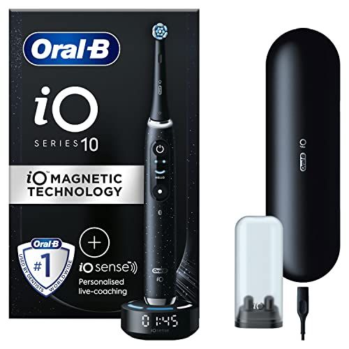 Oral-B iO10 Electric Toothbrush, Gifts For Women / Men, 1 Handle, 1 Ultimate Clean Toothbrush Head & Charging Travel Case, 7 Modes Including Sense Smart Charger, 2 Pin UK Plug, Cosmic Black