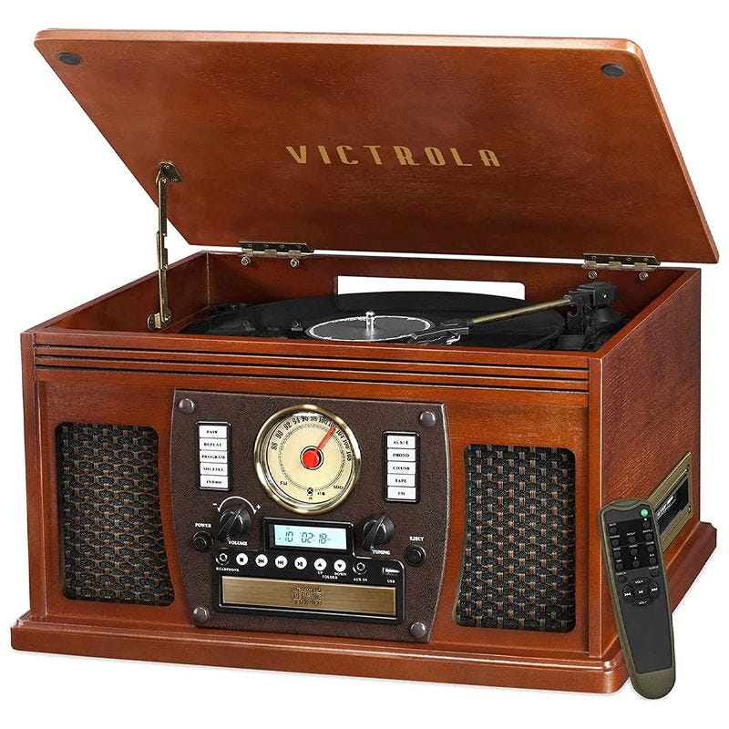 8-in-1 Bluetooth Record Player & Multimedia Center