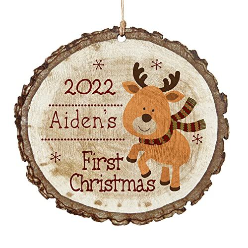 Personalized Baby's First Christmas Wood Ornament 