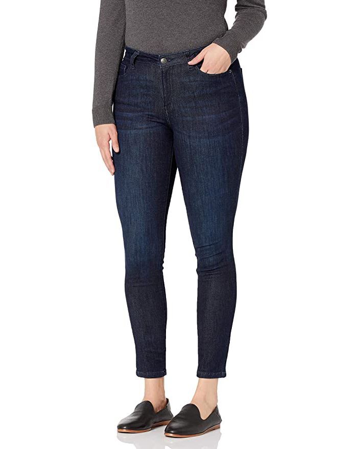 Curved mid-rise skinny jeans