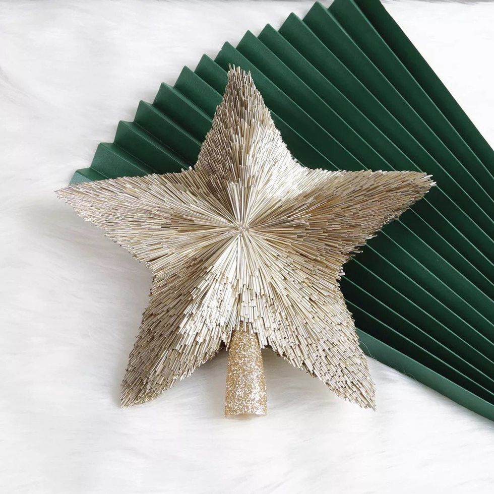 Large champagne gold Christmas tree star topper