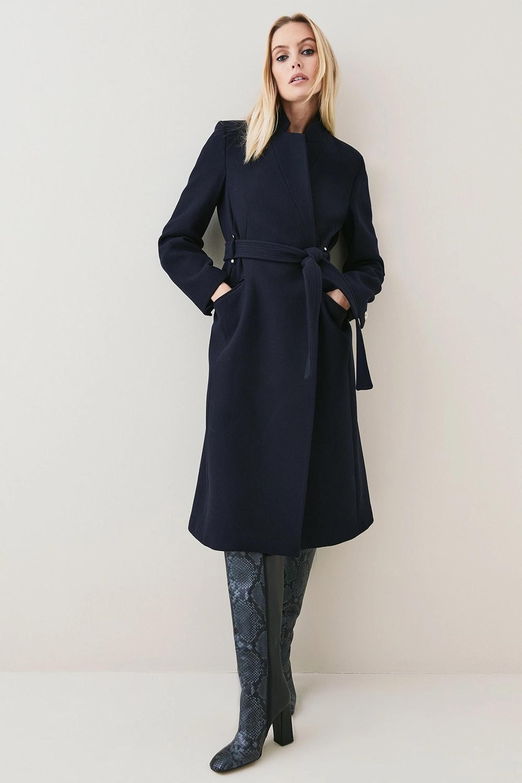 Navy wrap wool clearance coat