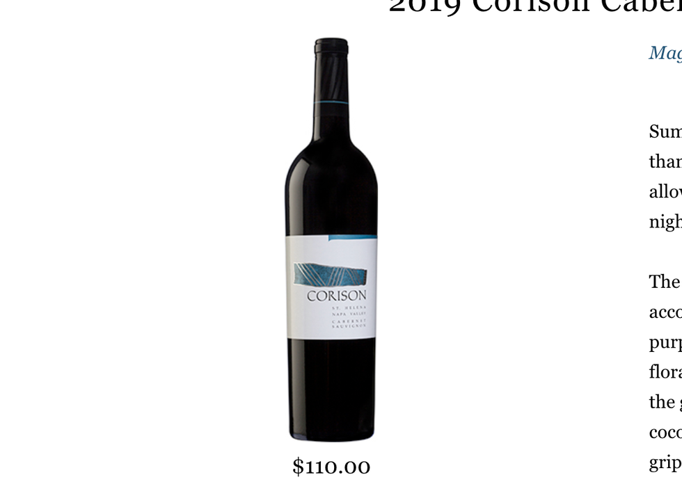 2019 Corison Cabernet Sauvignon