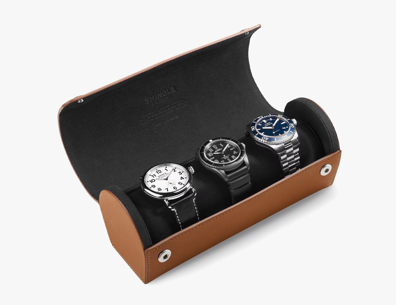 KENARK Luxury Watch Roll KW6M PLUS-BK - Travel Case for 3 Watches Black